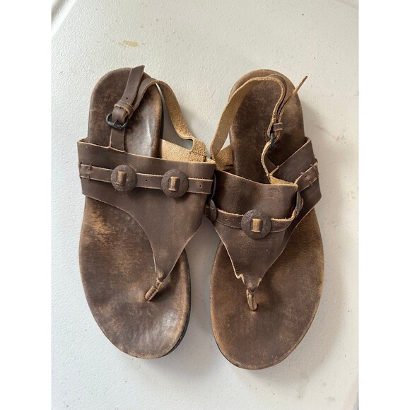 Anthropologie Musse & Cloud Miah Genuine Leather Slingback Thong Sandals 10 - Picture 2 of 5